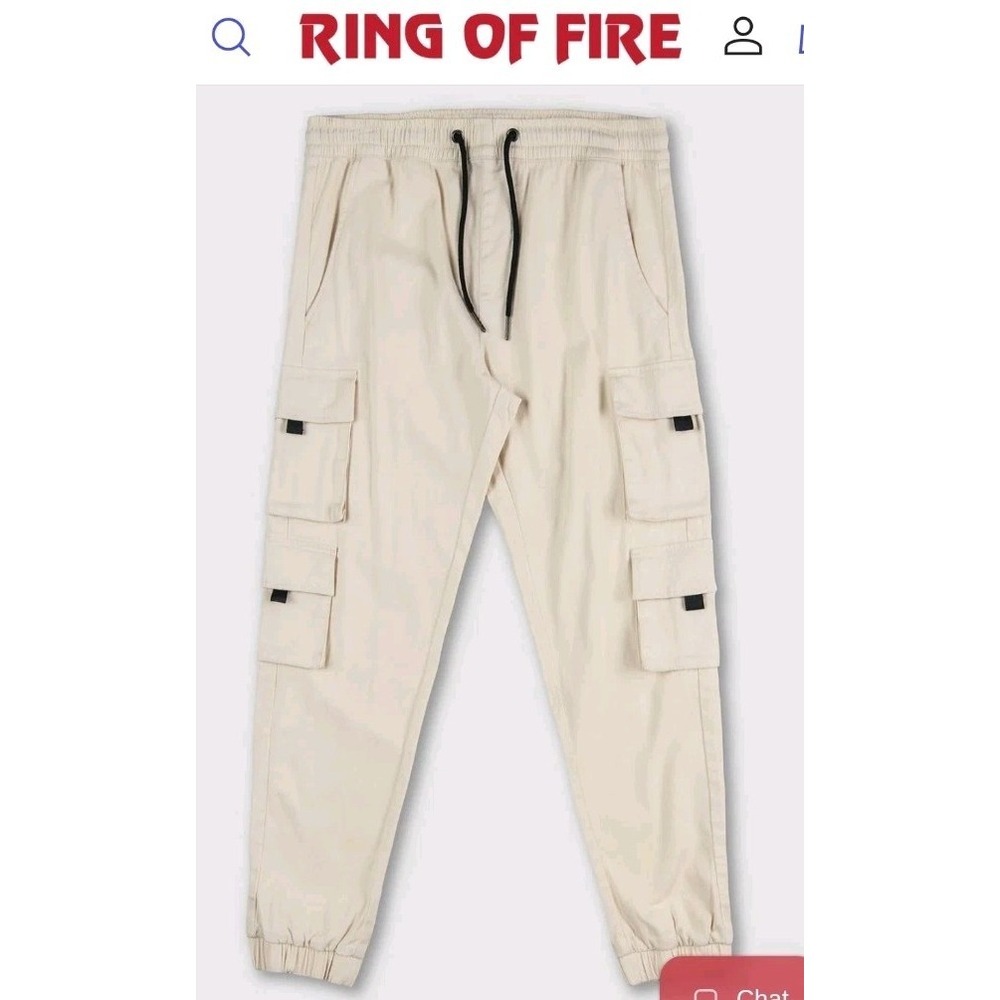 Ring Of Fire Jogger Pants Men's Size L Color-Cream Cargo
